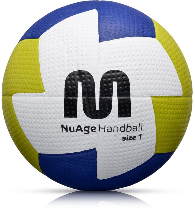 Meteor - Handbal Nuage - Maat 1 - Junior - Wit/Geel/Donkerblauw - 24-panelen - Latex binnenbal - Stevige grip