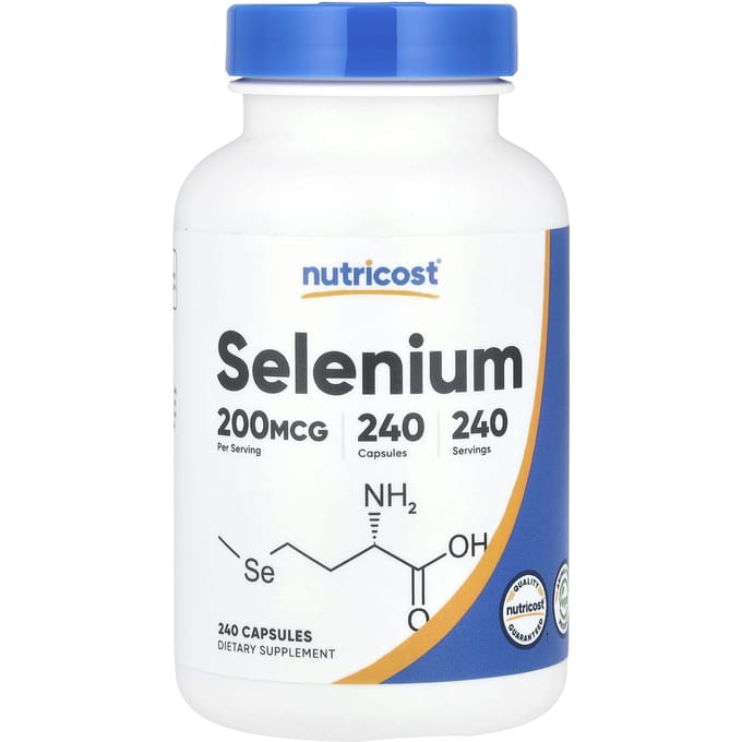 Nutricost, Sélénium, 200 mcg, 240 capsules