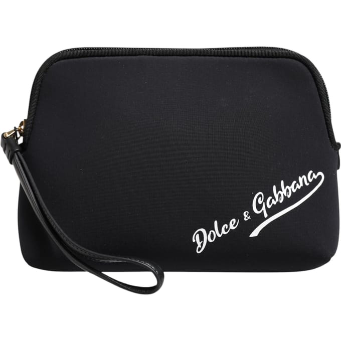 Zwarte Solide Nylon DG LogoPrint Clutch Zip Borse Pouch Tas