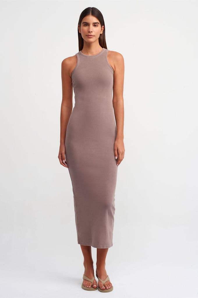Geribbelde Bodycon Maxi Jurk