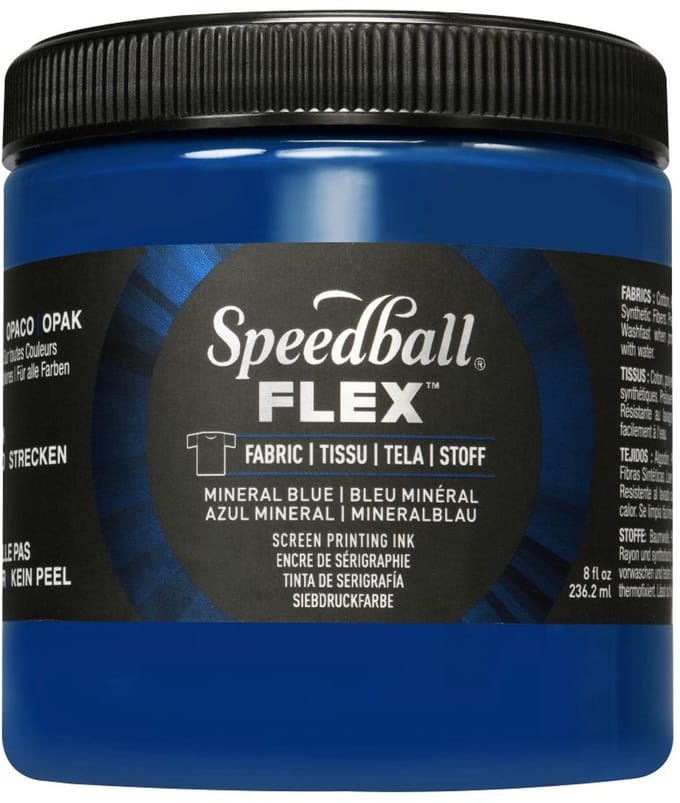Flex fabric ink mineral blue screen printing -Speedball