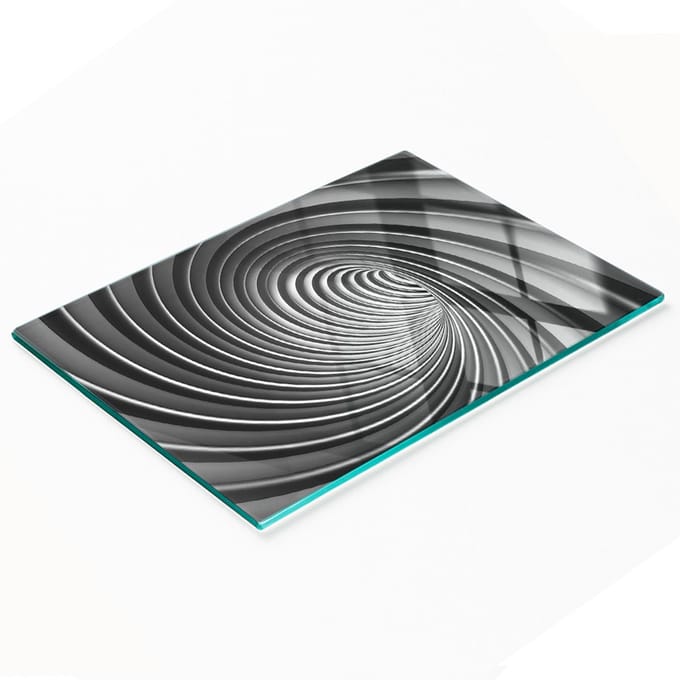 Decoratieve glazen snij- en serveerplank, abstract wervelpatroon, 80x52 cm
