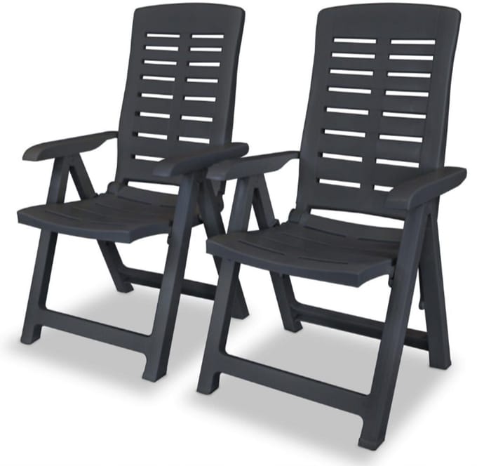 Tuinstoelen 2 st verstelbaar kunststof antracietkleurig