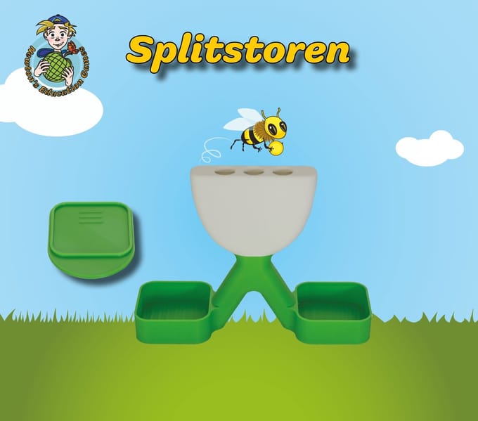 Splitstoren met afdekplaatje en 10 knikkers