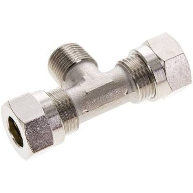 12L & R3/8'' Vernikkeld Brass T-stuk Snijringkoppeling Buitendraad 75bar ISO 8434-1