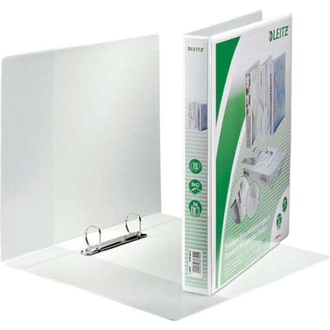 LEITZ presentatie-ringband, A4 extra breed, wit, rug 44 mm, 2-D-rings mechaniek