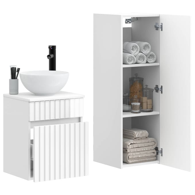 vidaXL - Badkamermeubel - Set - 2 - st - Hoogglans - Wit - 33 - x - 34,5 - x - 100 - cm