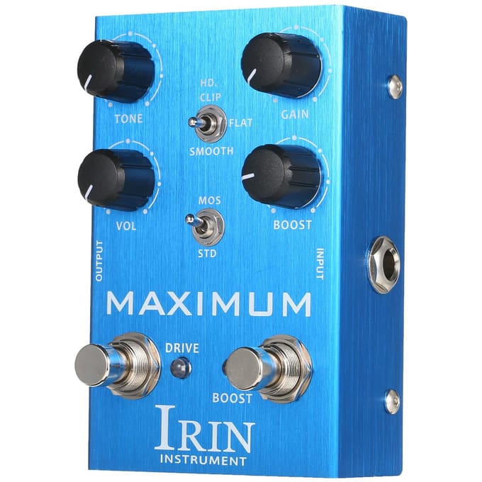 IRIN Overdrive Gitaareffectpedaal 2 Toggle-modusschakelaar Toon/Gain/Volume/Boost-regelaars voor blauw