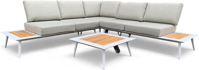 Loungeset / Hoekset Bergamo Wit met koffietafel