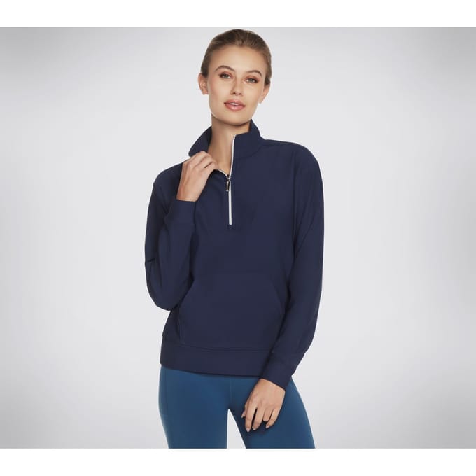 Skechers Performance GoLuxe Rib 1/4 Zip Polyester Dames Blauwe Pullover
