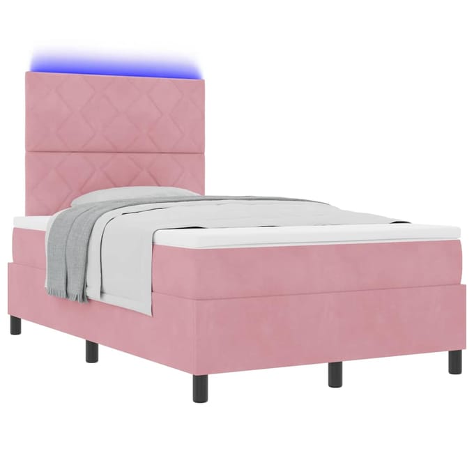 vidaXL - Boxspring - bed - met - matras - Roze - 120 - x - 190 - cm - Fluweel