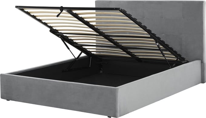 LORIENT - Bed met opbergruimte - Lichtgrijs - 140 x 200 cm - Fluweel