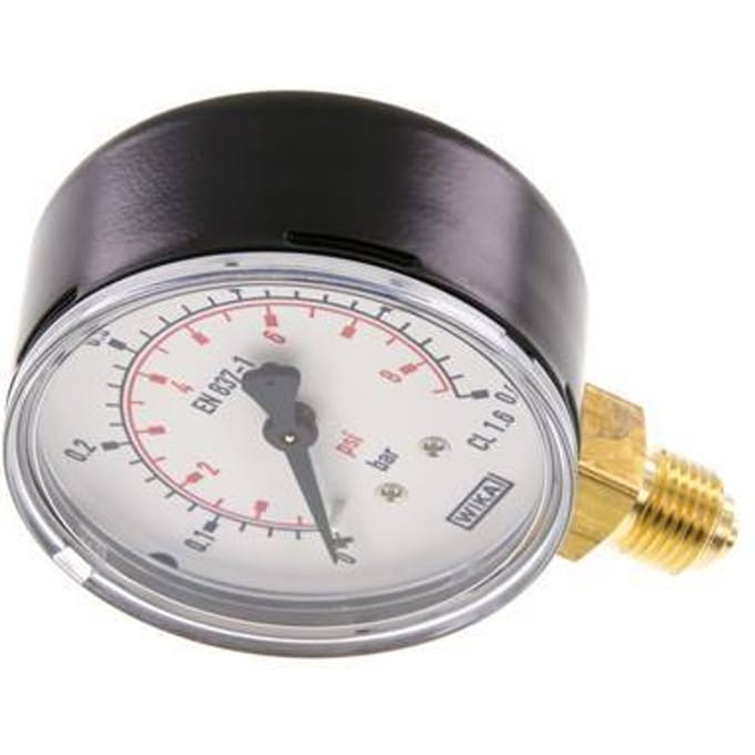 0..0.6 Bar Manometer Onderaansluiting Staal/Messing 63 mm Klasse 1.6