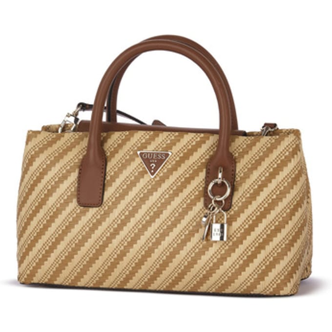 GUESS Handtas Schoudertas Simona Satchel Bag Natural / Cognac Lichtbruin