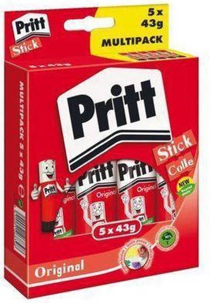 Lijmstift 43 gram Pritt 4+1 Gratis - Blister a 4+1 Stuks