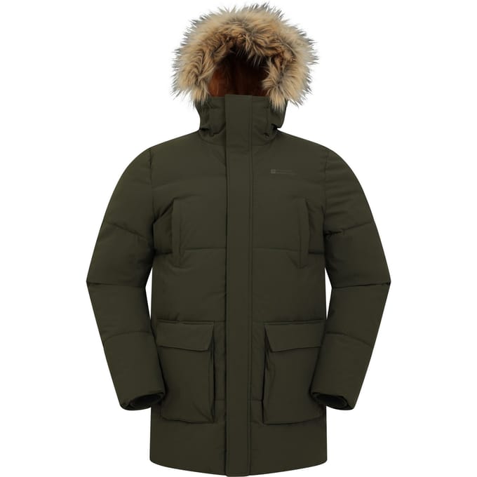 Mountain Warehouse Waterafstotende gewatteerde parka voor heren (Kaki Groen)