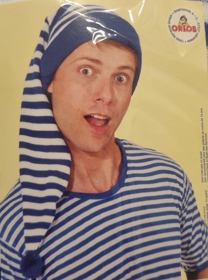 Slaapmuts Blauw wit