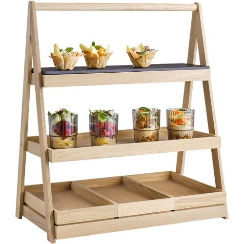 GGM Gastro Etagère - VALO - 3-stufig - Eckig - Eichenholz - Höhe: 640mm