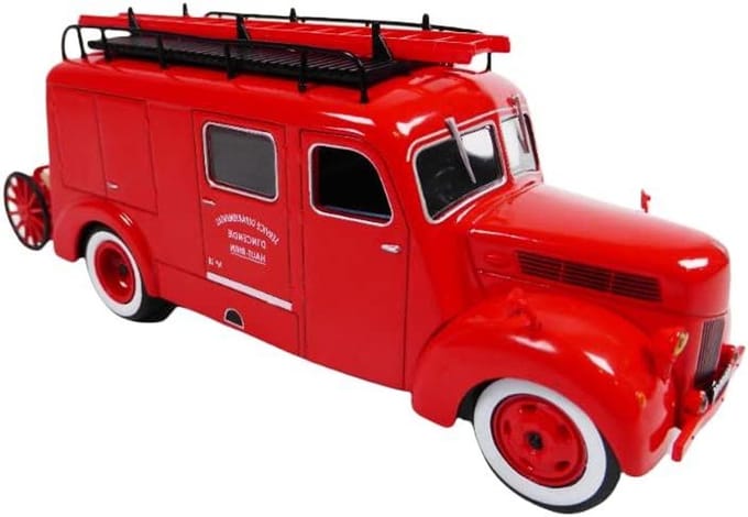 Brandweerwagen Model - Verzamelmodel Auto - Decoratie Display - Schaal 1 op 43 - Metaal - Rood