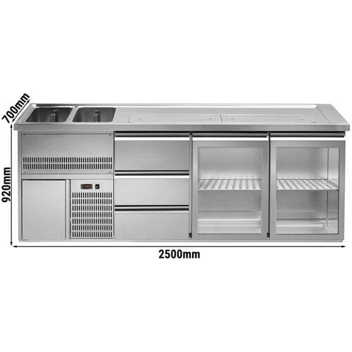 GGM Gastro Biertheke Premium PLUS - 2500x700mm - 2 Glastüren & 3 Schubladen