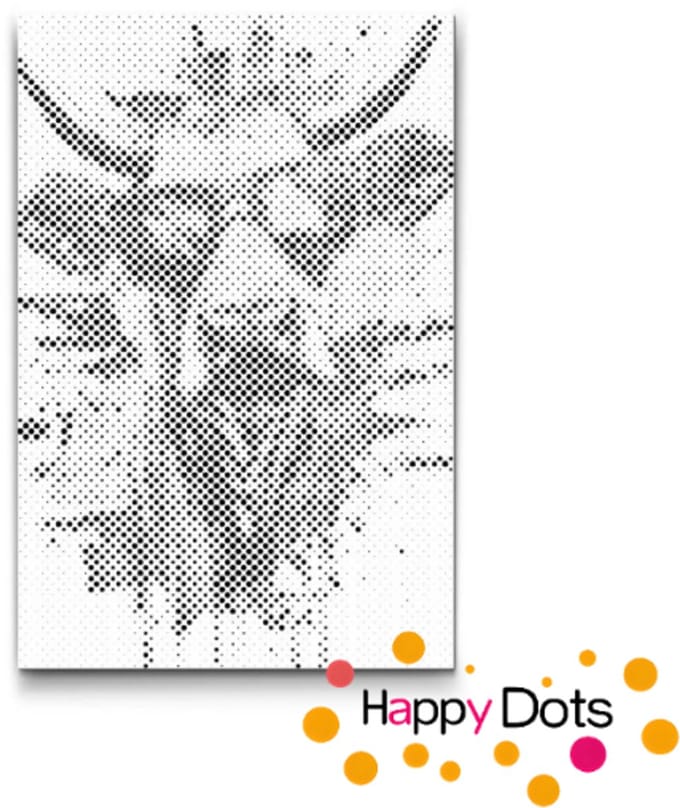 HappyDots DOT Painting Gekke dieren - Koe 40x60cm