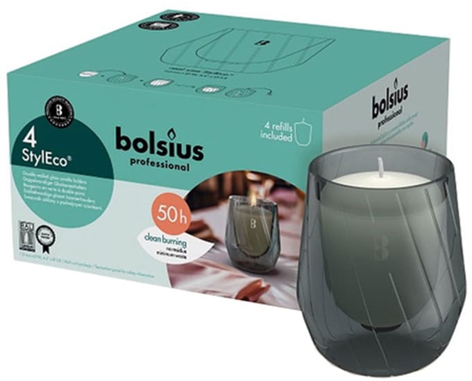 Bolsius Styleco houders grijs, 4 stuks - Doos x 4 stuks