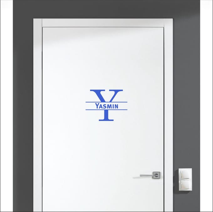 Deursticker Met Naam -  Yasmin - Blauw