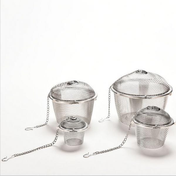 Roestvrijstalen kogelthee kruidenzeef infuser gaasfilter losse bladeren 4 maten 11cm white