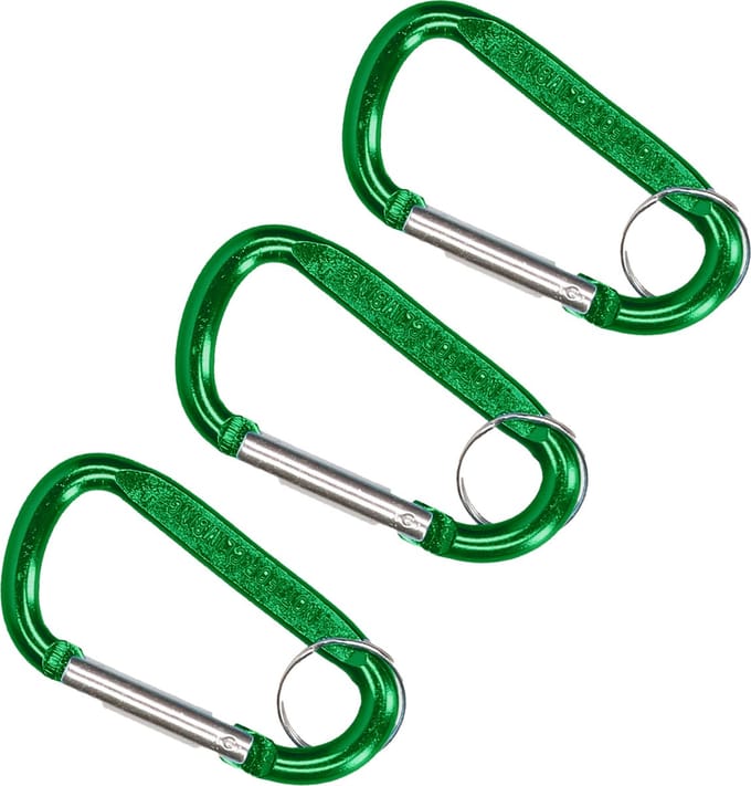 Karabijnhaak sleutelhanger - 3x - metaal - groen - 8 cm