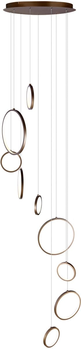 QAZQA vide anella - Moderne Dimbare LED Hanglamp met Dimmer - 9 lichts - L 86 cm - Brons -