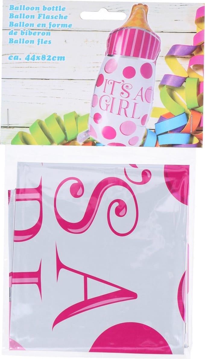 Ballon geboorte fles meisje 44x82 cm