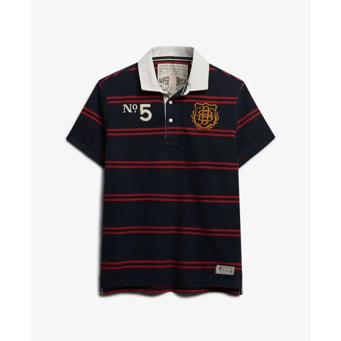 Superdry Double Emblem Rugby Korte Mouw Poloshirt Blauw S Man