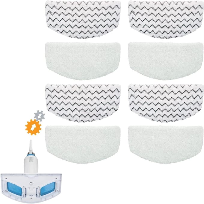 Stoomreiniger Pads - Dweil Pads - Vloeren Schoonmaken - Met Schrobstrips - 60 x 7 cm - Wit