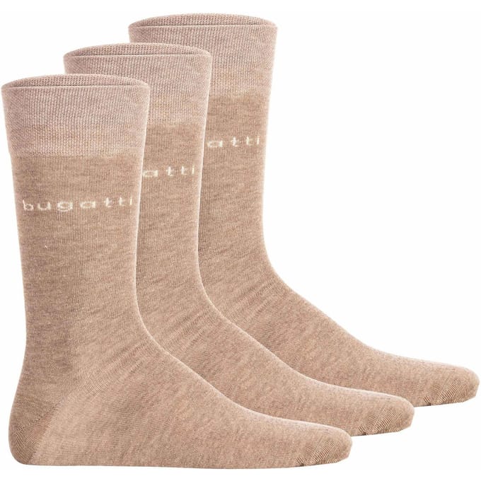 Bugatti Katoen (3 paar) Sokken Beige 6703 871