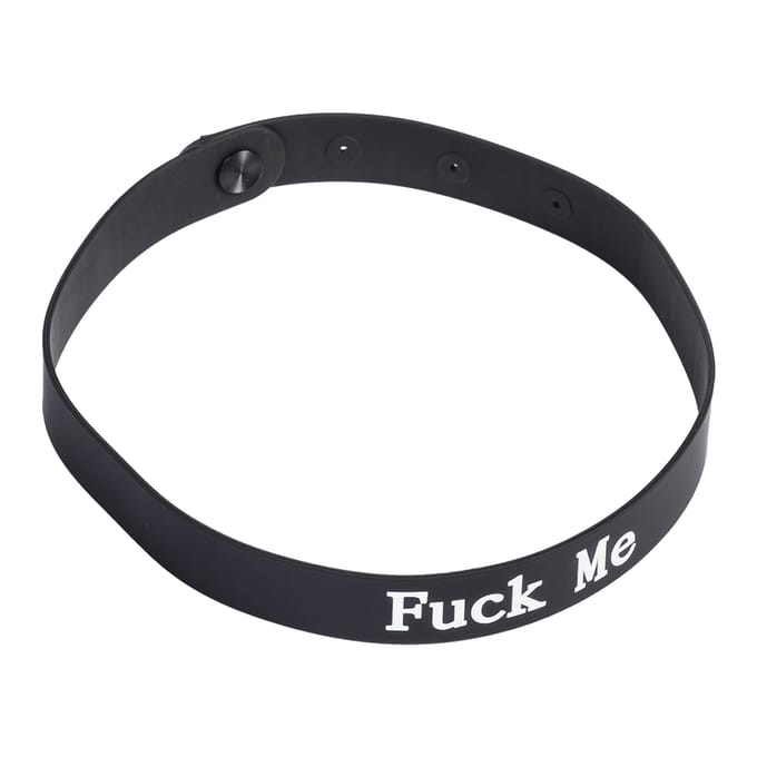 Rimba - Halsband - Collar Met Tekst - FUCK ME - Siliconen - Zwart