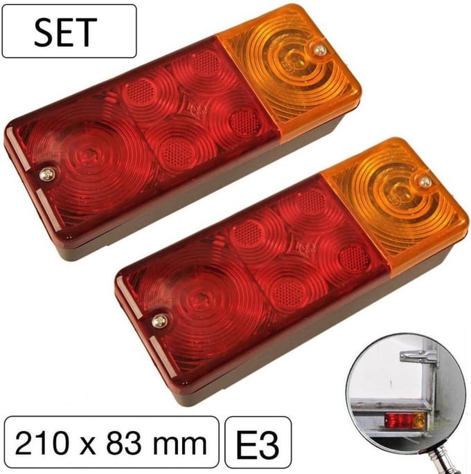ProPlus Driekamer aanhangwagen achterlicht - 210 x 83 mm - Compleet unit - Set van 2 stuks