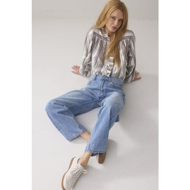 Summum Blouse silver stripe ecru dessin