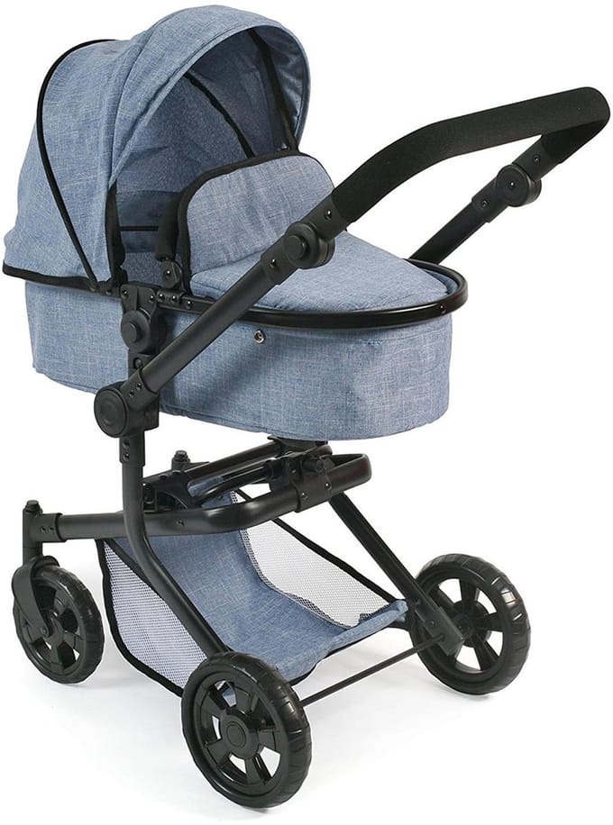 Bayer Chic 2000 Combi Poppenwagen Mika - Blue Jeans - Verstelbare duwstang