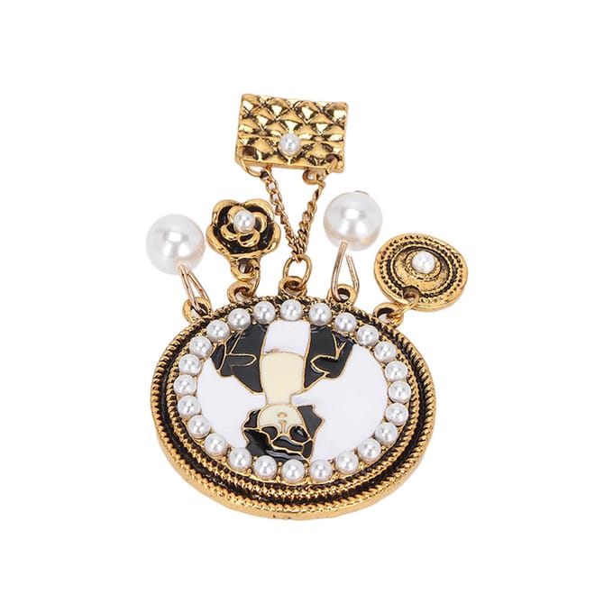 Prachtige Retro Broche Vrouwen Patroon Legering Broche Speld Vintage Kleding Accessoires beige