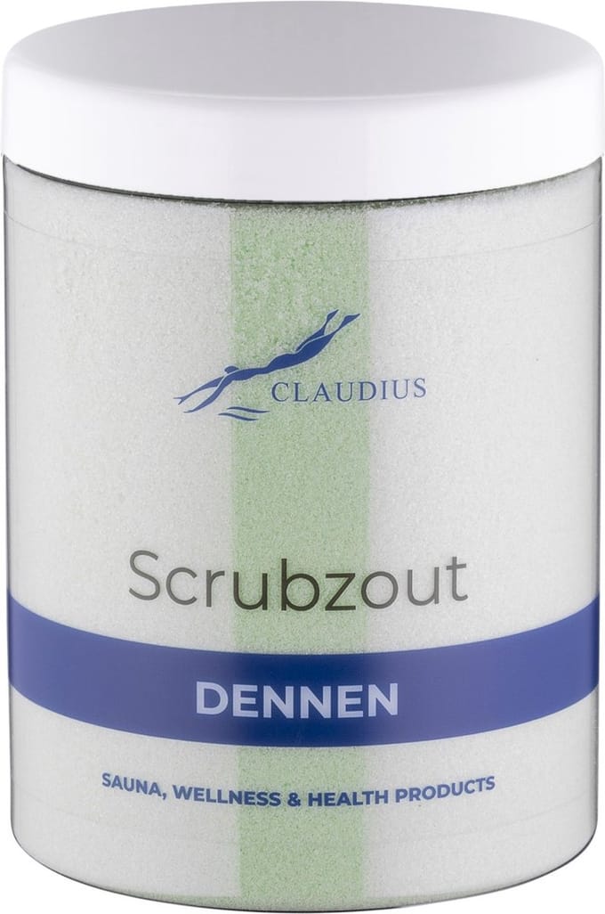 Scrubzout Dennen in handige pot - 1250 gram - met witte deksel - Hydraterende Lichaamsscrub