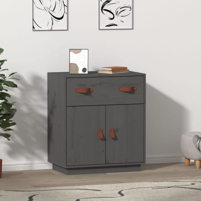 vidaXL - Dressoir - 65,5x40x75 - cm - massief - grenenhout - grijs