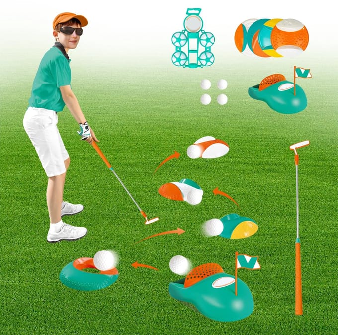Unyqoos® Complete kinderspeelgoed golfset met verstelbare clubs en balteruggave