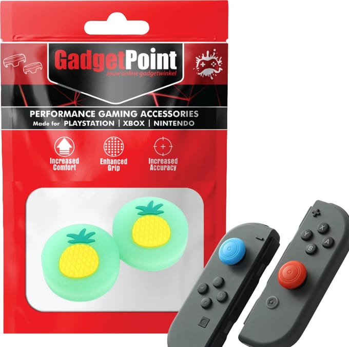 Gadgetpoint - Thumb Grips voor Nintendo Switch Joy-Con Controllers - Gaming Thumbgrips - Performance Anti-Slip Thumbsticks - Bescherming Accessoires - Fruit - Ananas groen
