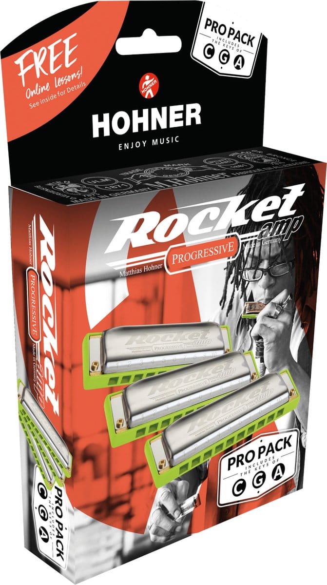 Hohner Rocket-amp C/G/A Pro Pack mondharmonica set van 3