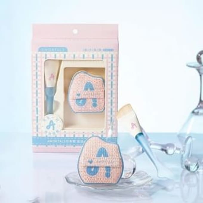 AMORTALS 1 Marshmallow Poederkwast en 1 Foundation Kwast, Make-up Kwasten, Schoonheidstools wit