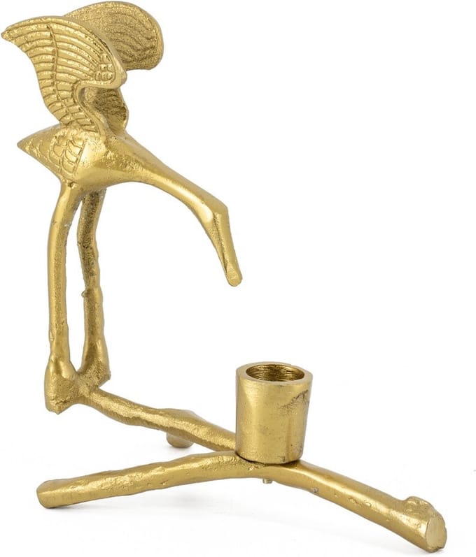Kaarsenstandaard vogel goud