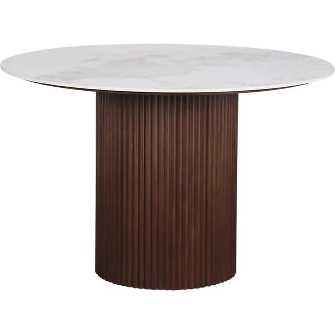 Urban Chique Ronde Tafel Keramisch Marmer / Walnootfineer