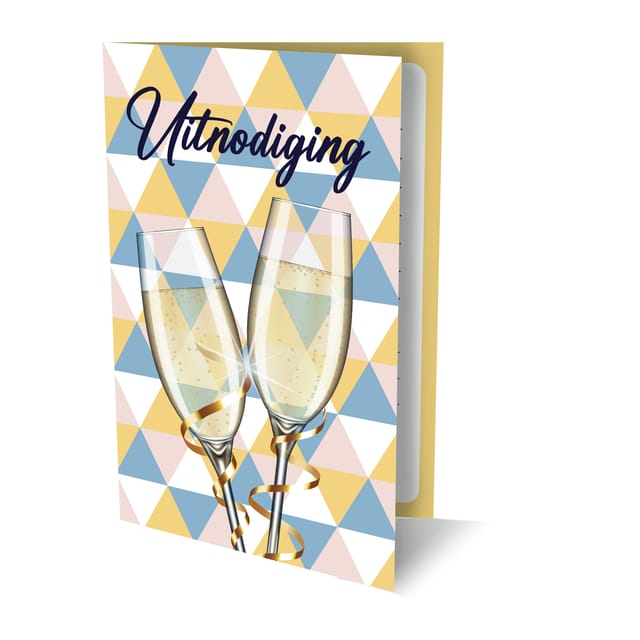 Uitnodigingskaarten - champagneglazen - 6st.