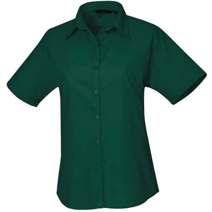 Premier Dames/Dames Popeline Blouse met Korte Mouwen (Fles groen)