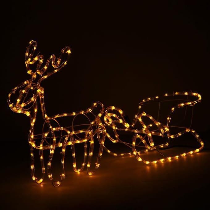 Springos Rendier Met Slee | Binnen & Buiten | 192 LED Lampjes | Warm Wit